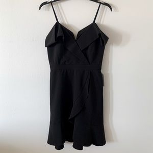 Adelyn Rae black spaghetti strap and cold shoulder ruffle dress size S